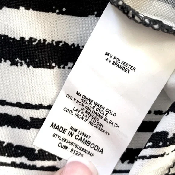 COCOMO XL White Black 3/4 sleeve women’s Pintuck Blouse tunic top shirt - Picture 12 of 12